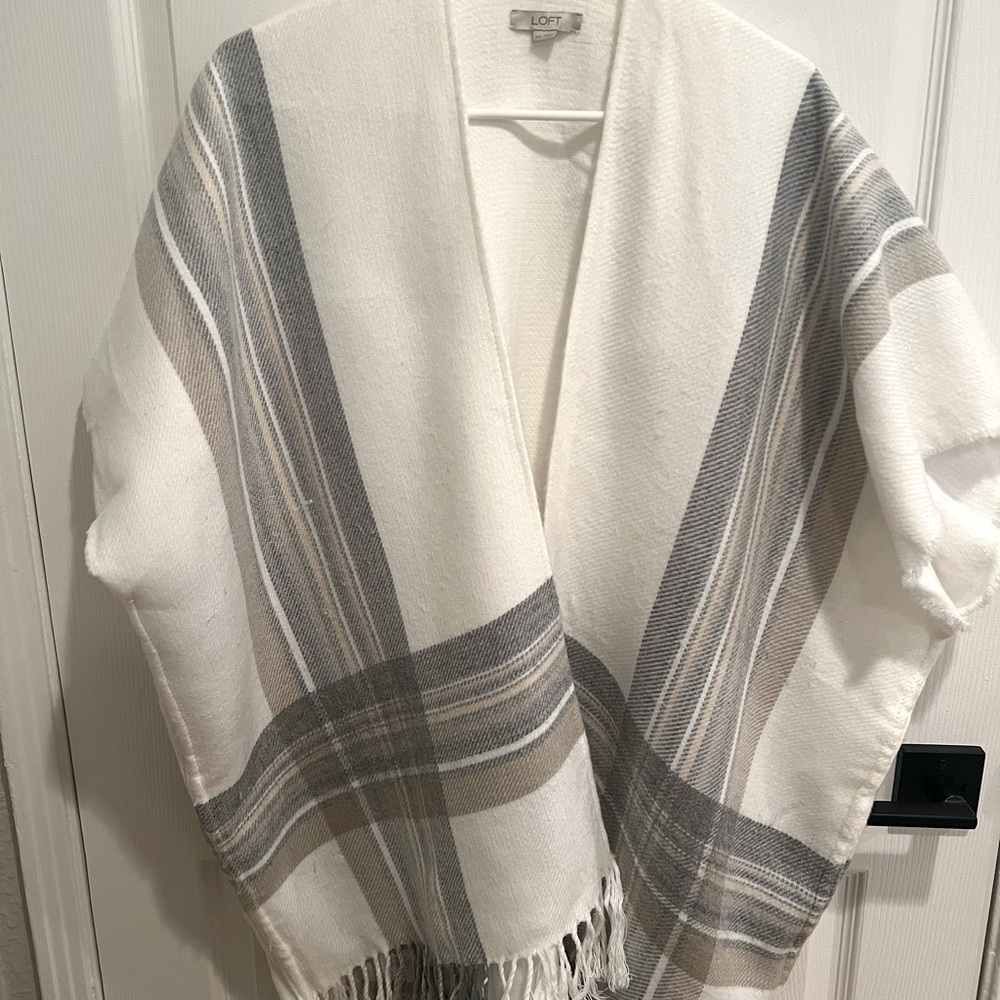 LOFT Plaid Poncho Sweater